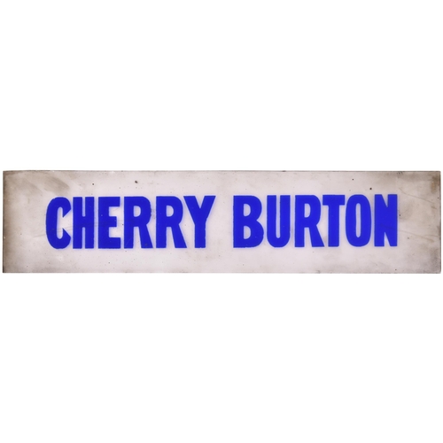 409 - A North Eastern Railway platform lamp glass, CHERRY BURTON, from the Beverley to York route. The sta... 