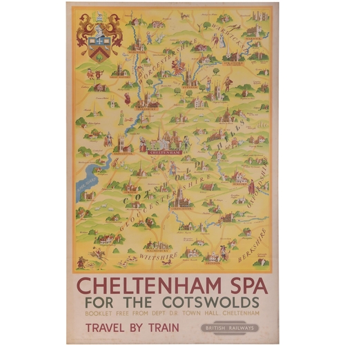 411 - A BR(W) double royal poster, CHELTENHAM SPA, FOR THE COTSWOLDS, by Kerry Lee, a pictorial map extend... 