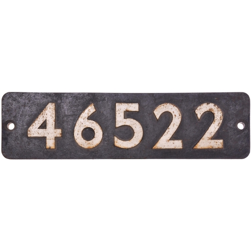 415 - A smokebox numberplate, 46522, from a (LMS) Class 2 2-6-0 built at Swindon in 1953. It spent most of... 