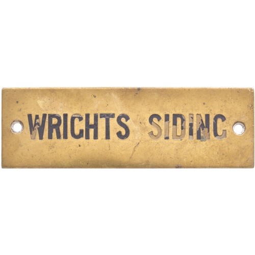 A GWR signal box shelf plate, WRIGHTS SIDING. The box was near ...