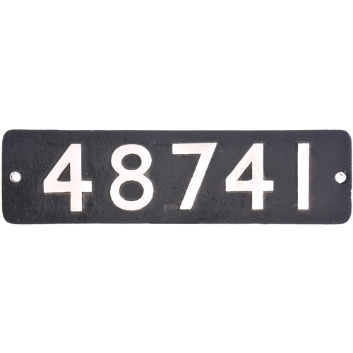 458 - A smokebox numberplate, 48741, from a Stanier type 8F 2-8-0 built to LNER order at Darlington, Works... 