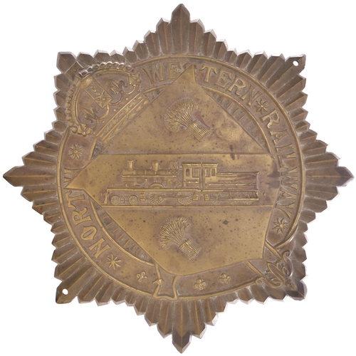 475 - A North Western Railway (India) carriage coat of arms, cast brass, 14¼