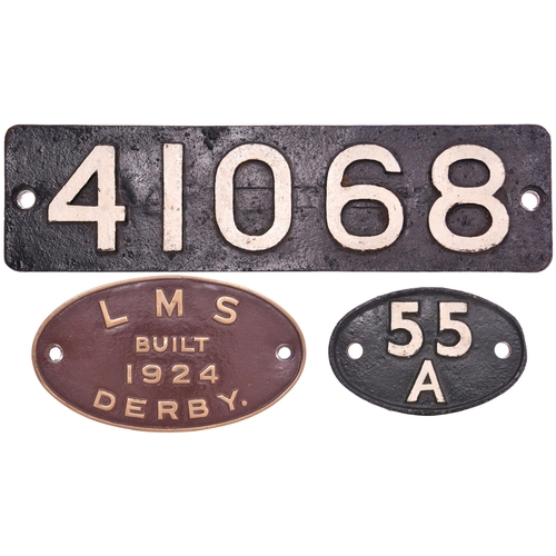 481 - A smokebox numberplate, 41068, together with its matching worksplate, LMS BUILT 1924 DERBY, and 55A ... 