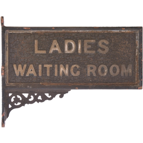 482 - A Great Eastern Railway station sign, LADIES WAITING ROOM, double-sided, with integral bracket and d... 