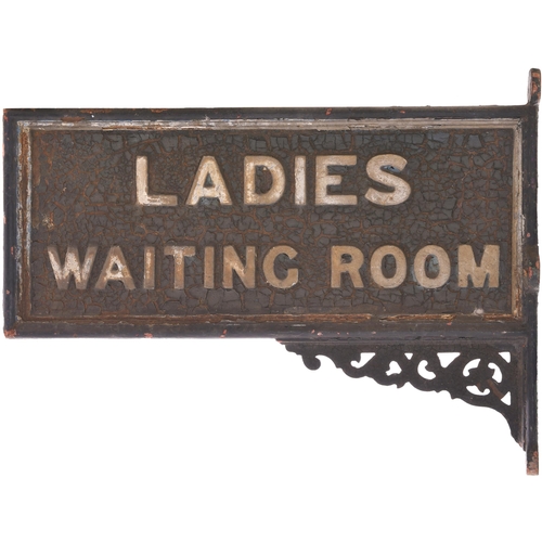 482 - A Great Eastern Railway station sign, LADIES WAITING ROOM, double-sided, with integral bracket and d... 