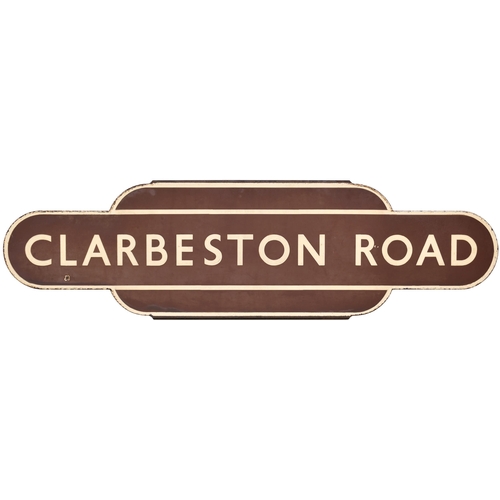 488 - A BR(W) totem sign, CLARBESTON ROAD, (h/f), from the GWR main line in West Wales, the junction for t... 