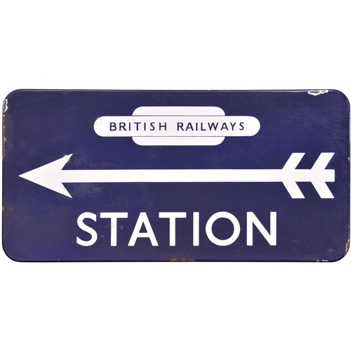 493 - A BR(E) direction sign, BRITISH RAILWAYS, STATION, (f/f), enamel, 21