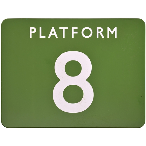 496 - A BR(S) station sign, PLATFORM 8, (f/f), other than London termini possible locations are Brighton o... 