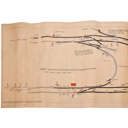 498 - A BR(W) signal box diagram, EVESHAM ROAD CROSSING, a box south of Stratford-on-Avon controlling the ... 