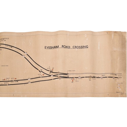 498 - A BR(W) signal box diagram, EVESHAM ROAD CROSSING, a box south of Stratford-on-Avon controlling the ... 