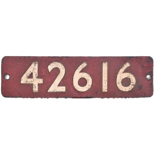 85 - A smokebox numberplate, 42616, from a LMS Class 4 2-6-4T No 2616 built by the North British Locomoti... 