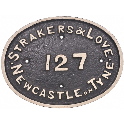 89 - A wagonplate, STRAKER & LOVE, NEWCASTLE ON TYNE 127. Cast iron, 11