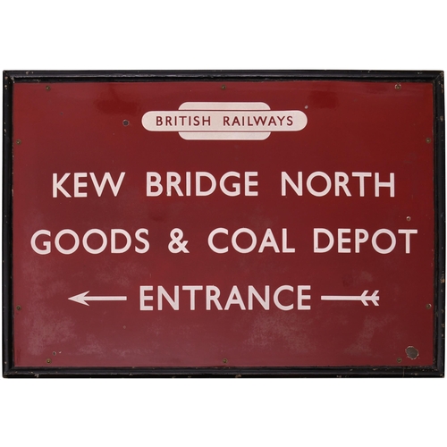 93 - A BR(M) entrance sign, BRITISH RAILWAYS, KEW BRIDGE NORTH GOODS & COAL DEPOT, ENTRANCE. The goods st... 