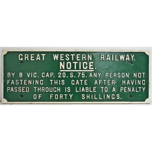 101 - Great Western Railway C/I gate notice (GTGW504), 29 1/2