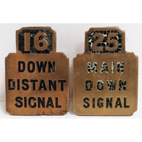 112 - Stevens cast brass signal box lever plates - 