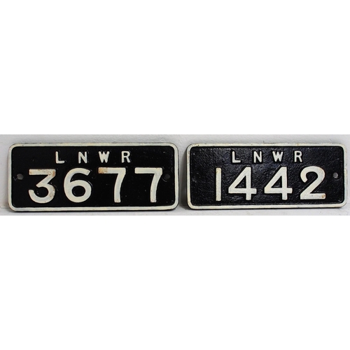 125 - London North Western Railway C/I goods shed crane registration plates No's 1442 & 3677, 9 3/4