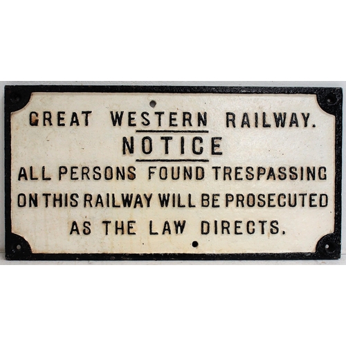 161 - Great Western Railway C/I trespass notice (TPGW706), 23 3/8