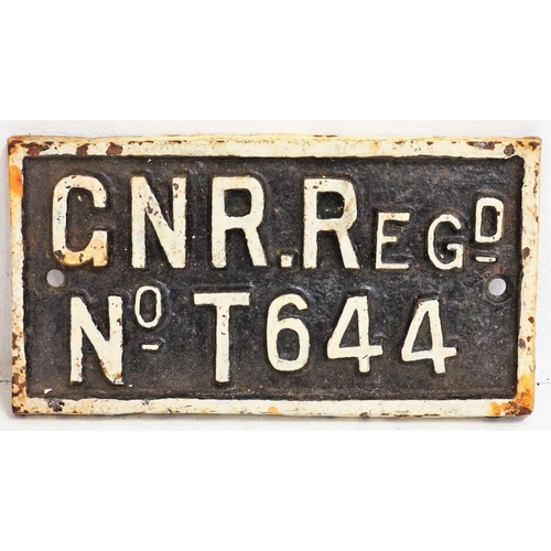 179 - Great Northern Railway C/I registration plate No T644, 8 1/4