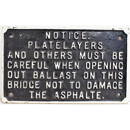 191 - Great Western Railway C/I platelayers bridge notice, 16 1/2