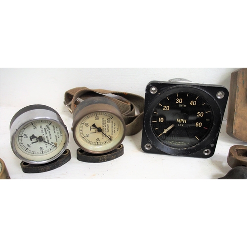 199 - London Transport, quantity of 1938 tube stock fixtures & fittings including Smith speedometer, press... 