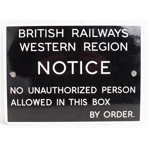 220 - British Railways (Western) enamel signal box door plate, 11