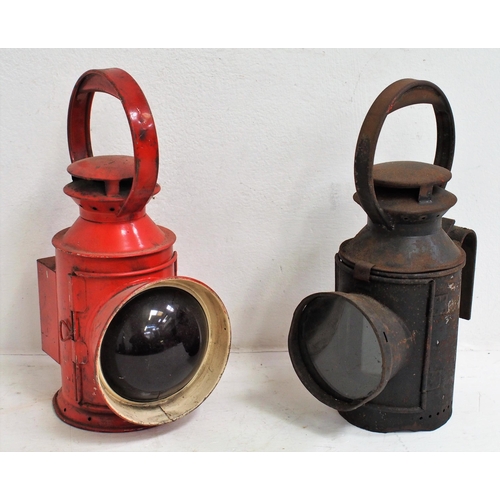 222 - London Transport 3 aspect handlamp complete, London Transport red lens lamp with lamp iron rear fixi... 