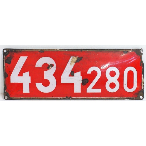 234 - Original enamel locomotive cabside numberplate 434 280 from Czechoslovakia , 22