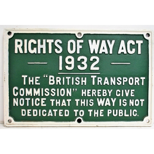 241 - British Transport Commission Rights of Way Act 1932 C/I notice, GWR pattern, 24 1/2