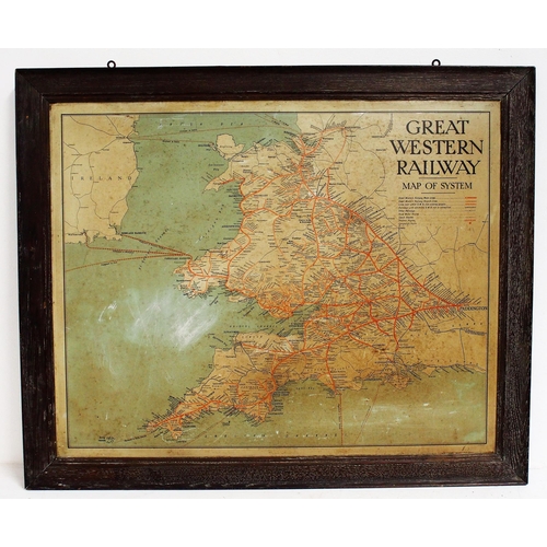 245 - Great Western Railway framed tinplate system map, 34