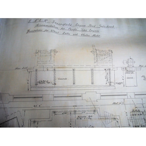 258 - Selection of rolled plans & sections - Greensfield Engine Shed (accommodation for Pacific type engin... 