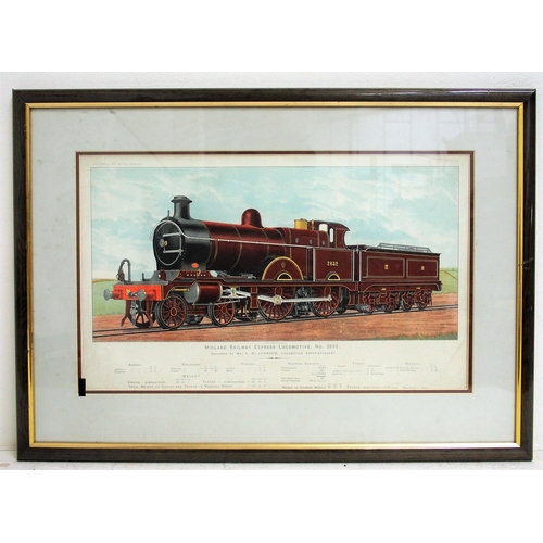 310 - Quantity of framed & glazed locomotive images including No 3 Pit Bredisholm Colliery 1898 (mounted n... 