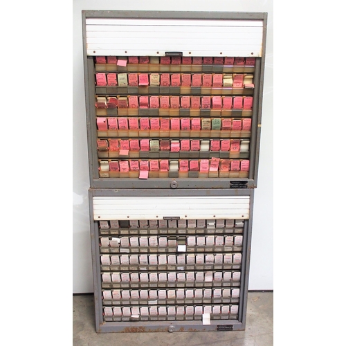 351 - Two steel ticket cabinets with Edmondson tickets mostly Southern suburban, cabinets are 24