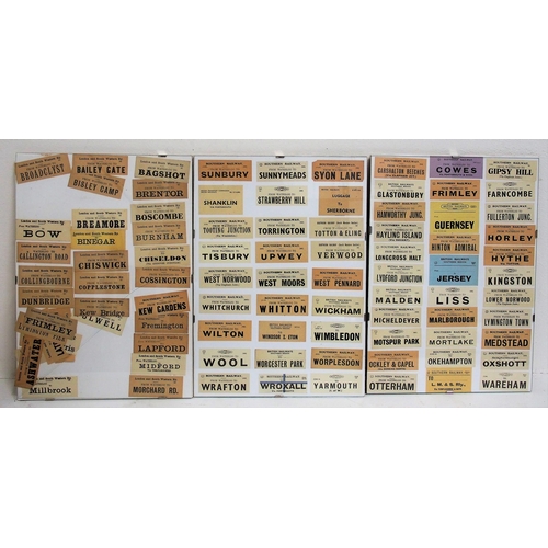 355 - Framed & glazed collection of luggage labels, considerable quantity, two GWR cheques from the 1920s.... 