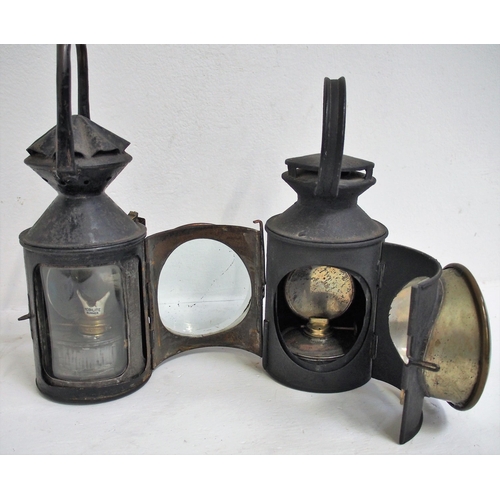 372 - Midland Railway 3 aspect handlamp, North Eastern Railway 3 aspect handlamp (brass plate), both compl... 