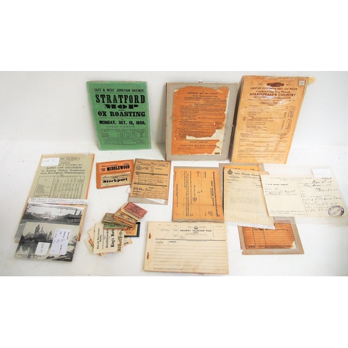 469 - East & West Junction Rly/Stratford Midland Jnc Rly ephemera including handbills, luggage labels, int... 