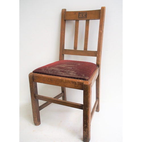 482 - British Railways wooden office chairs, matching frames with 