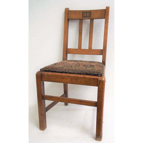 482 - British Railways wooden office chairs, matching frames with 