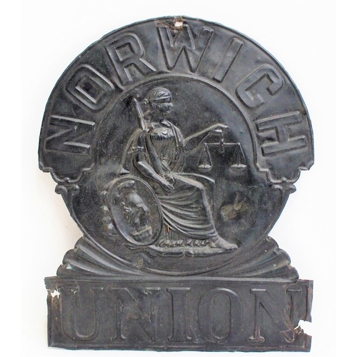 494 - Norwich Union pressed copper house fire insurance plaque, 8 1/2