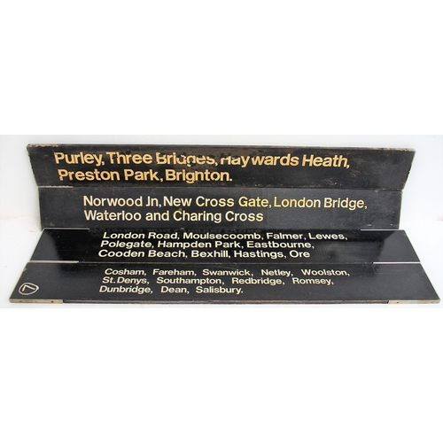 499 - British Railways (Southern) wooden double sided station finger boards - 