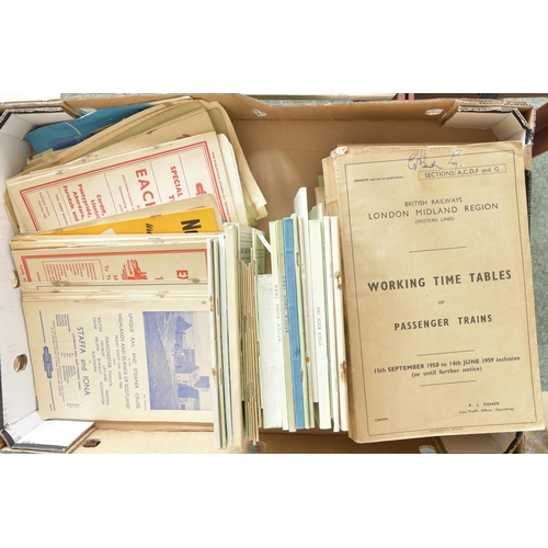 518 - A large collection of railway paperwork, booklets and pamphlets, including working timetables, notes... 