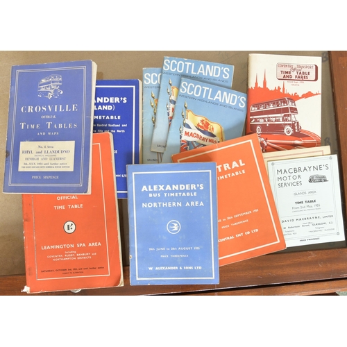 527 - Bus material, including 1950s timetables, books, also shipping and canal titles and a quantity of Ar... 