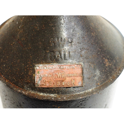 66 - Great Western Railway 1 galleon oil can with brass Return to General Stores plate, 1 galleon oil can... 