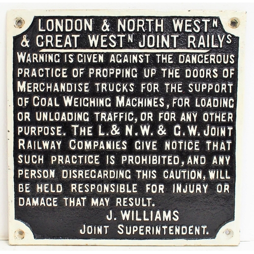 81 - London North Western & Great Western Joint Railways C/I propping up wagons notice, 14 1/8