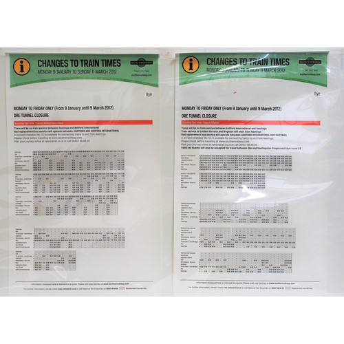 509 - Selection of British Rail (Southern) posters - Changes to Timetable due to Ore Tunnel Closure 2012, ... 