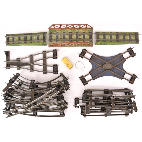 138 - Hornby girder bridge and inclined approaches, crossover, point and plain track.