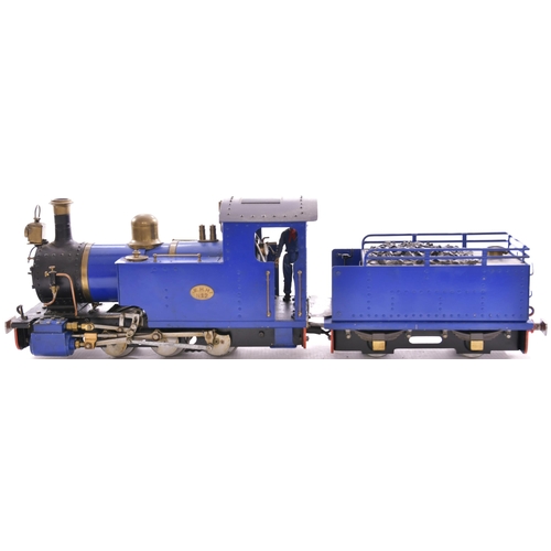 159 - 45mm gauge narrow gauge 0-6-0 loco + 4 wheel tender, battery operated. B Lue No WHH2 + brass dome, f... 