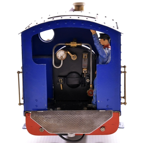 159 - 45mm gauge narrow gauge 0-6-0 loco + 4 wheel tender, battery operated. B Lue No WHH2 + brass dome, f... 