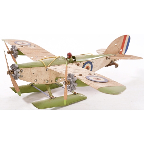 190 - Meccano Constructor Aircraft, Word War I bi-plane and seaplane, 18½