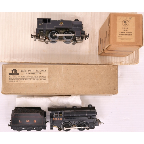 261 - Trix Twin Railway. 1/510 BR tank loco, passenger, 0-4-0, 3 rail electric, black, 'Cycling Lion' embl... 