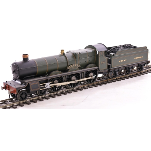 327 - '0' gauge GW Saint Class kit built 4-6-0 steam loco and tender 'Ivanhoe' No 2981, GW green, with 6 w... 